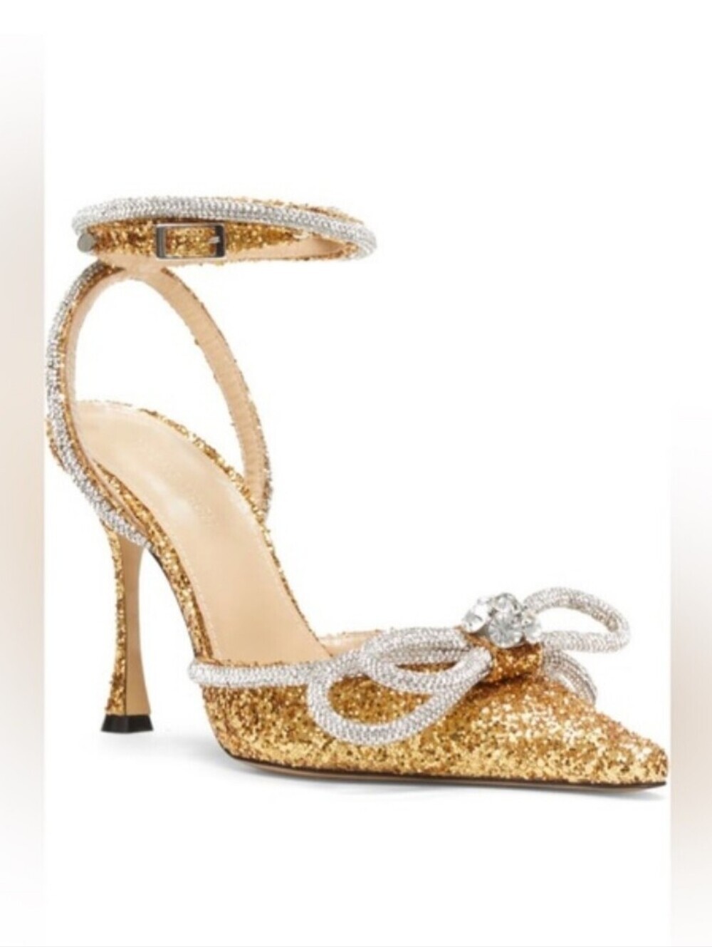 Mach & Mach Double Bow Glitter Strap Heels Size 41